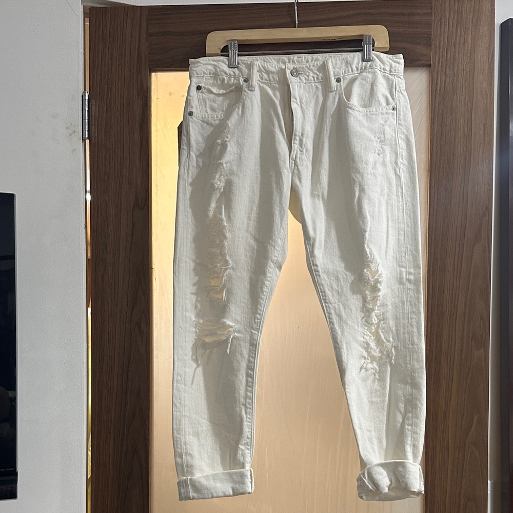Polo by Ralph Lauren Cream Distressed Skinny Jeans